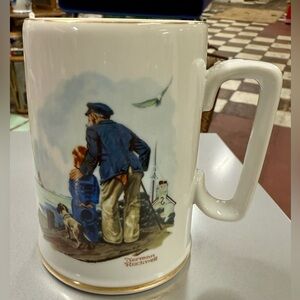 Norman Rockwell Blue and White Mug